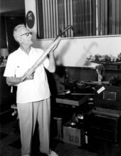 M.H. Schween with a sword made from a swordfish bill - Miami, Florida