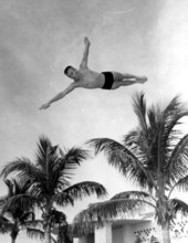 Frank Schmitz performs on a trampoline