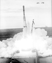 Launching of a rocket carrying a satellite - Cape Canaveral, Florida