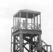 Visitors at the bird watching tower - Sanibel Island, Florida