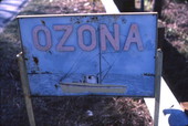 Close-up view of Ozona city limit sign.