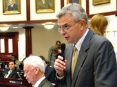 Rep. Mark Mahon, R-Jacksonville, seeks support on the House floor during the 2003 Legislature..
