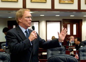 Rep. David Mealor, R-Lake Mary, gestures in debate on the House floor March 30th during the 2004 Legislature..