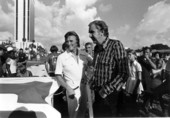 Actor Kirk Douglas, left, standing with Tonight Show announcer Ed McMahon - Fort Lauderdale, Florida