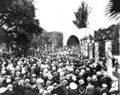Crowds enjoying a mid-winter band concert in the park - Tampa, Florida.