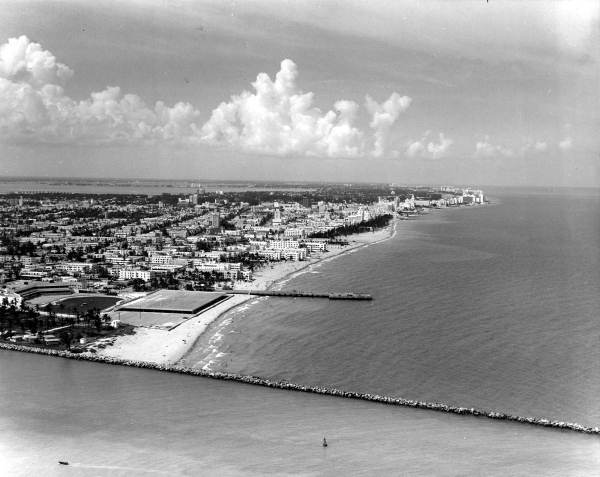 Aerial view of the beach - Miami Beach, Florida.